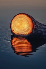 Wall Mural - a single log floating on calm water's surface