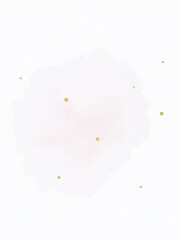 Poster - A minimalist white background features soft pink and violet watercolor clouds with tiny gold glitter details in a simple and clean design