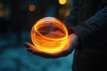 Poster - A person holds a glowing object in their hand