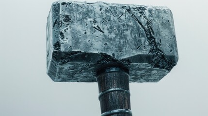 Poster - A large hammer stuck in the middle of a pole, useful for various industrial and commercial scenes