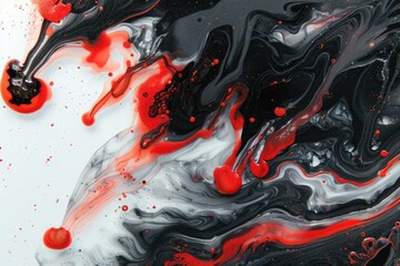Poster - Close-up of a mysterious black and red liquid mixture