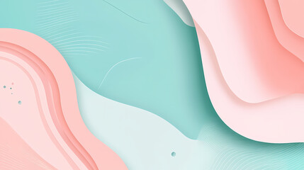 Wall Mural - a sleek abstract background in light teal and soft pink, with smooth neumorphic elements casting sub