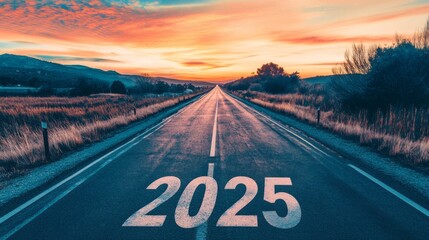 Poster - A road with the number 2025 written on it