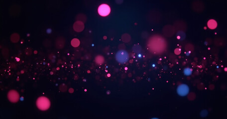 Poster - Vibrant neon dots of various sizes are scattered across a dark background to create a cosmic starry night effect with a festive atmosphere
