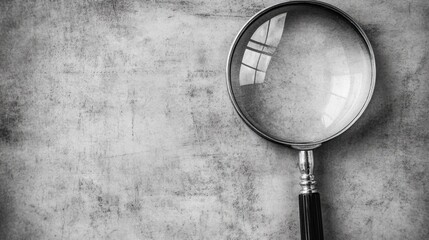 Poster - A close up shot of a magnifying glass in black and white