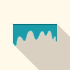 Poster - turquoise paint dripping down a surface, creating a wavy pattern, with a long shadow adding depth