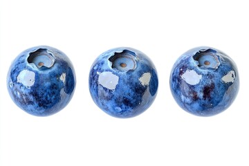 Poster - Three ceramic vases in blue color placed side by side on a white background