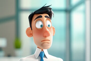 Aufkleber - A cartoon character wearing a white shirt and blue tie
