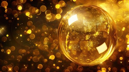Aufkleber - A shiny glass ball on a golden background, perfect for decorative or celebratory purposes