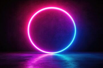 Aufkleber - A circle of neon lights illuminates a dark room, providing a sense of ambiance and intimacy