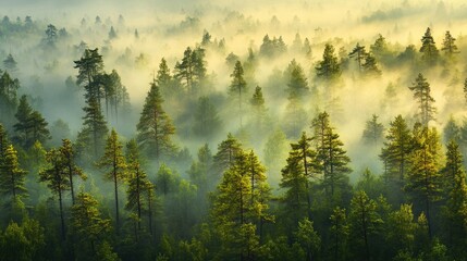 Poster - A dense forest with numerous green trees, perfect for nature and outdoor scenes