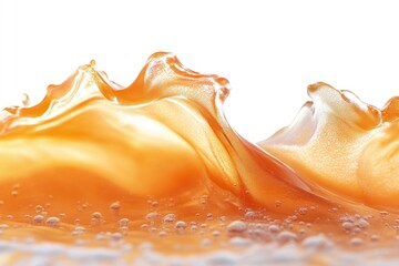 Poster - A close-up view of a liquid wave on a white surface, ideal for use in scientific or educational contexts where water motion is being demonstrated