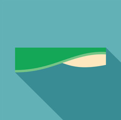 Poster - abstract illustration featuring a green layer covering a beige layer, creating a wavy shape with a l