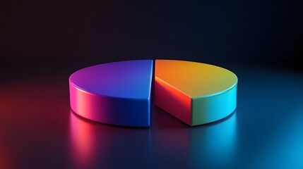 Aufkleber - A 3D pie chart icon in vibrant colors, representing data analysis, placed on a plain background, 4k resolution, no background, no shadow