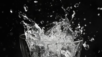 Poster - Water Splash in Black and White Photography