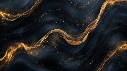 Poster - Elegant Black and Gold Abstract Wave Pattern