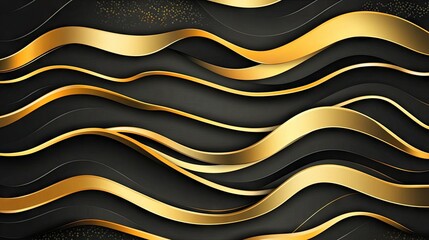 Poster - Elegant Gold and Black Wave Background Design