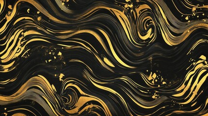 Poster - Elegant Black and Gold Abstract Wave Pattern Design
