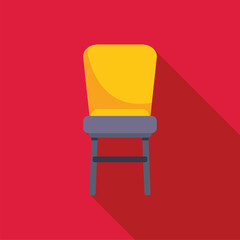 Poster - yellow chair with gray seat and dark gray legs standing on a red background casting a long shadow