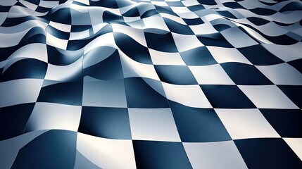 Poster - Wavy Black and White Checkered Pattern Design
