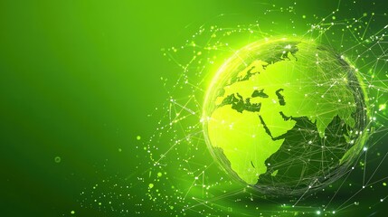 Poster - Green Earth with Connecting Lines and Dots