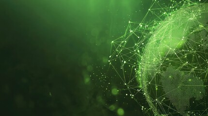 Poster - Green Abstract Technology World Background Image