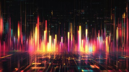 Poster - Colorful Abstract Digital Sound Wave Visualization