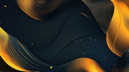 Poster - Elegant Abstract Waves in Gold and Black Background
