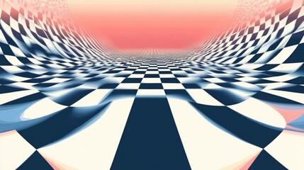 Poster - Abstract Checkered Pattern with Soft Gradient Background