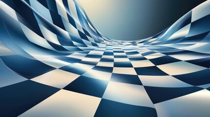 Poster - Abstract Blue and White Checkerboard Pattern Design