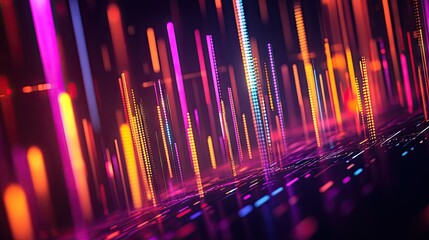 Poster - Vibrant Abstract Light Lines on Dark Background