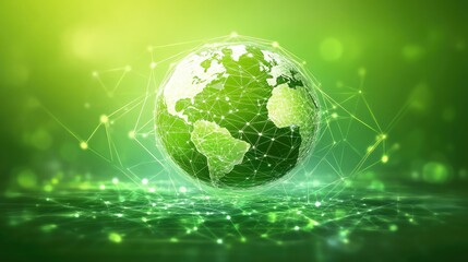 Poster - Green Globe Network Representing Global Connection