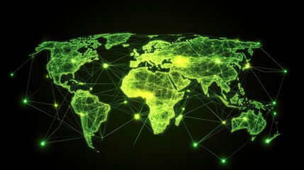 Poster - Futuristic Networked World Map Illustration