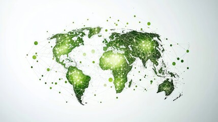 Poster - Green Connected World Map with Network Design