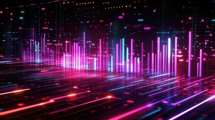 Poster - Vibrant Digital Abstract with Light and Color Patterns