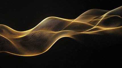 Leinwandbilder - Elegant Flow of Golden Waves on Black Background
