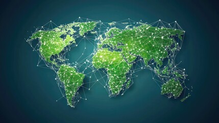 Poster - Global Network with Connected Green Continents