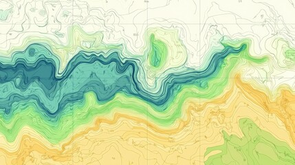 Poster - Colorful Contour Line Map with Elevation Details