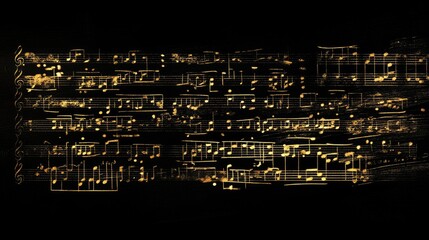 Poster - Golden Musical Notes on Black Background