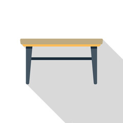 Poster - simple and modern wooden table with metal legs casting a long shadow, perfect for interior design pr