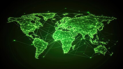 Poster - Digital Green Map of Earth with Network Visualization