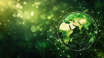 Poster - Futuristic Green Earth with Digital Connections