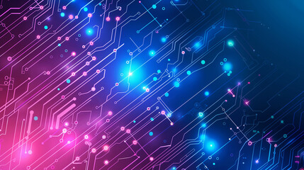 Poster - Abstract cyber tech background with intricate digital codes, holographic circuit patterns, and faint neon glows in a dark setting.