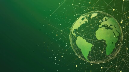 Poster - Green Earth with Network Plexus Background