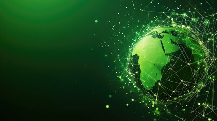 Poster - Green Earth with Plexus Background in Vector Art