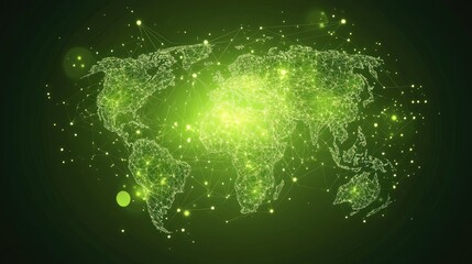 Poster - High-Tech Green Earth Map with Floating Elements