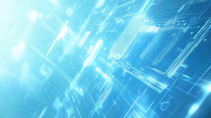 Poster - Futuristic Blue Tech Background with Hexagonal Patterns