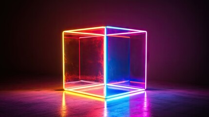 Poster - Colorful Neon Laser Lines in Geometric Art