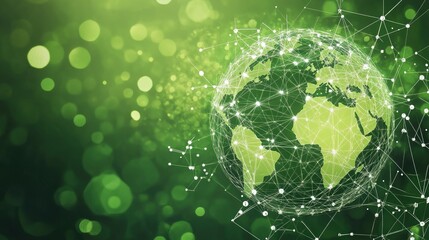 Poster - Green Earth Globe with Network Connections on Background