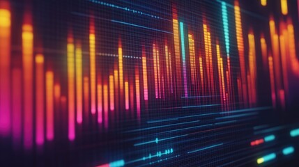Poster - Retro Audio Equalizer Background with Colorful Bars
